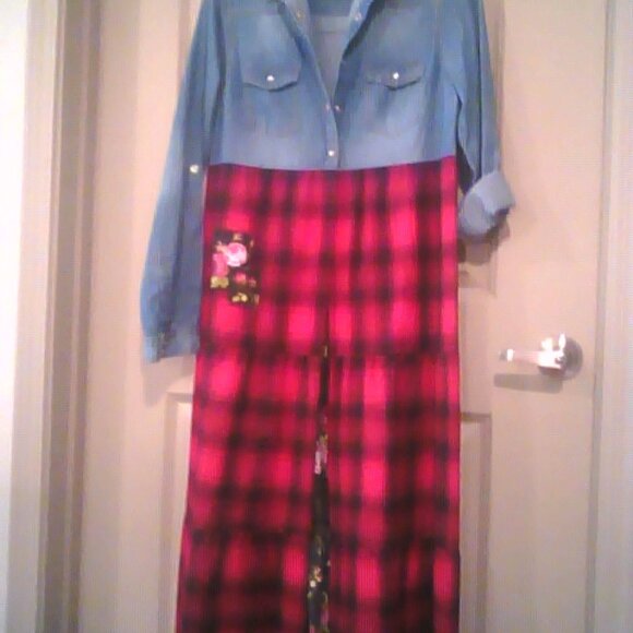 Medium Maxi Denim Flannel Floral Duster - Picture 6 of 8